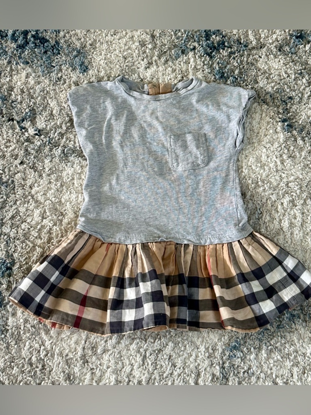Burberry baby girl Gray nova check dress 12-18 months great condition
